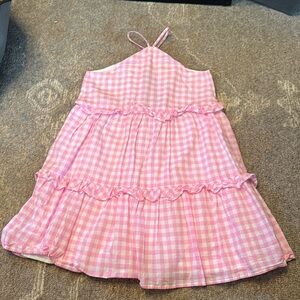 Janie and Jack checkered pink and white dress